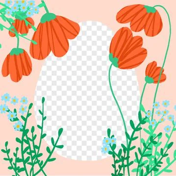 Hand drawn easter floral abstract square templates for social media posts Stock Illustration