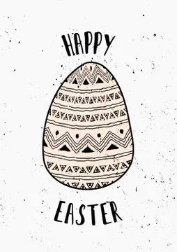 Hand Drawn Easter Greeting Card Template Stock Illustration