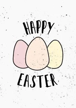 Hand Drawn Easter Greeting Card Template Illustrazione stock