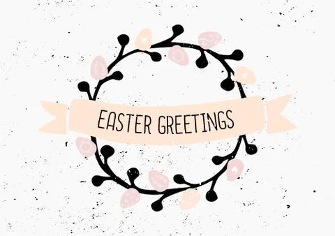 Hand Drawn Easter Greeting Card Template Illustrazione stock