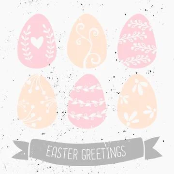 Hand Drawn Easter Greeting Card Template Illustrazione stock