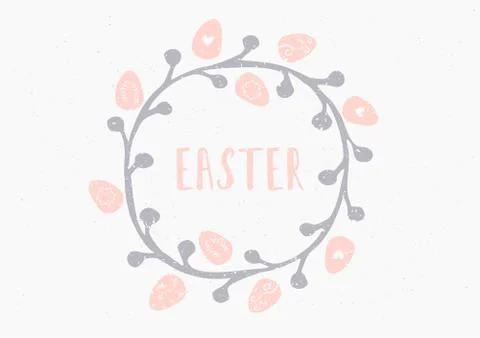 Hand Drawn Easter Greeting Card Template Stock-Illustration