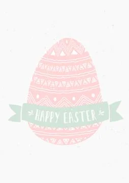 Hand Drawn Easter Greeting Card Template Stock Illustration