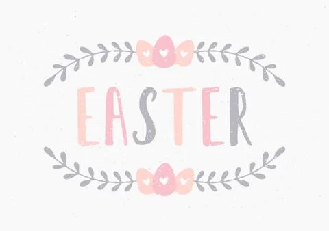 Hand Drawn Easter Greeting Card Template Illustrazione stock