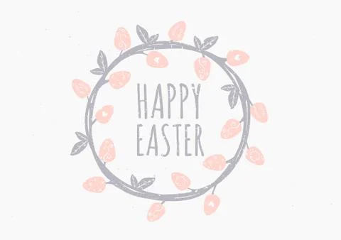 Hand Drawn Easter Greeting Card Template Stock-Illustration