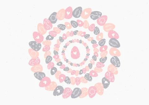 Hand Drawn Easter Greeting Card Template Stock Illustration