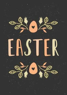 Hand Drawn Easter Greeting Card Template Stock-Illustration