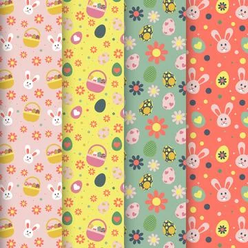 Hand drawn easter patterns collection 스톡 일러스트