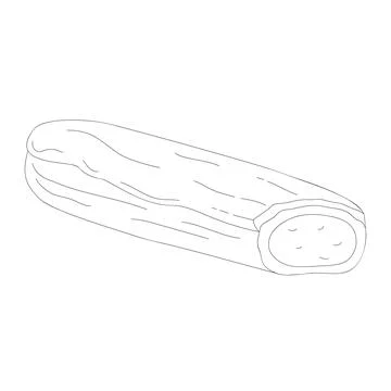Hand drawn eclair cookie. Vector illustration of bakery product. Black and .. Illustrazione stock