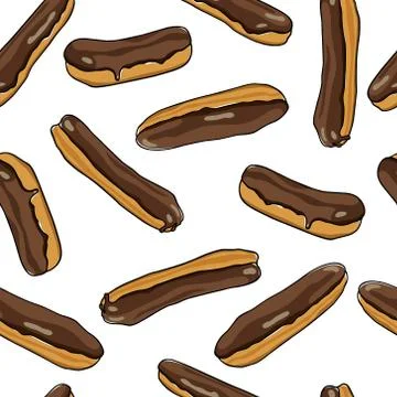Hand drawn eclairs pattern Stock-Illustration