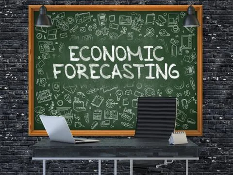 Hand Drawn Economic Forecasting on Office Chalkboard Stock Illustration