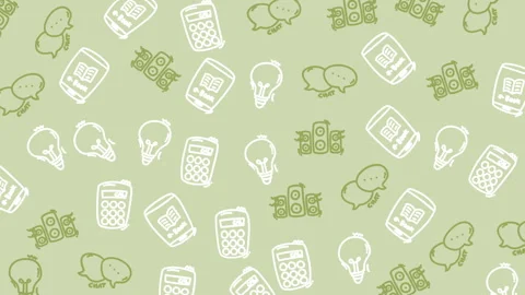 Hand Drawn Education Icons Pattern Lightbulb Calculator Ebook Speech Video stock 339005218