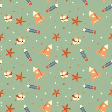 Hand drawn education seamless pattern. Stock Illustration