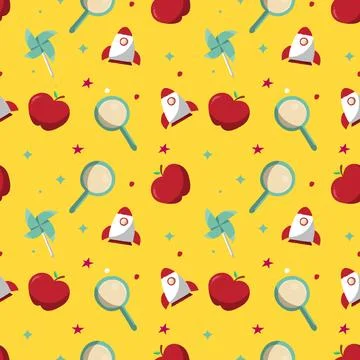Hand drawn education seamless pattern. Stock Illustration