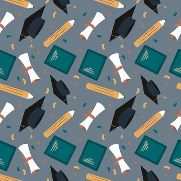 Hand drawn education seamless pattern. Stock Illustration