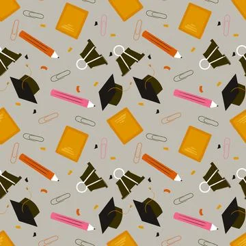 Hand drawn education seamless pattern. Stock Illustration