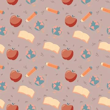 Hand drawn education seamless pattern. Stock Illustration
