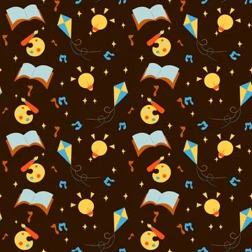 Hand drawn education seamless pattern. Stock Illustration