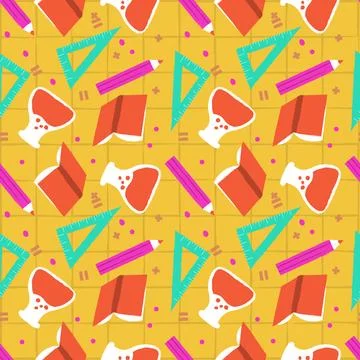 Hand drawn education seamless pattern. Stock Illustration