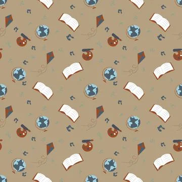 Hand drawn education seamless pattern. Stock Illustration
