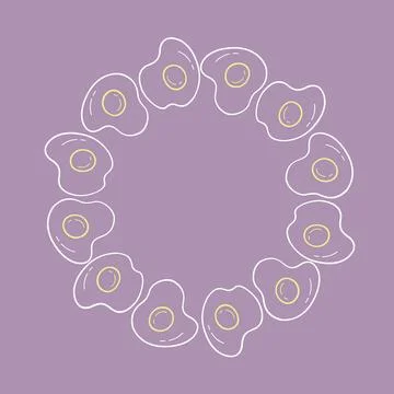 Hand Drawn Egg Frame with Circular Breakfast Wreath and Copy Space Background Stock Illustration