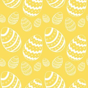 Hand drawn eggs with different ornament. Vector seamless pattern for happy Ea Stock Illustration