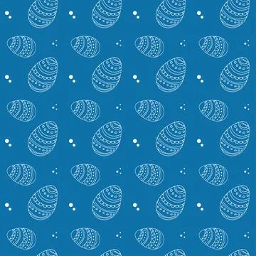 Hand drawn eggs with different ornament. Vector seamless pattern for happy Ea Stock Illustration