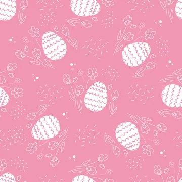Hand drawn eggs with different ornament and floral elements. Vector seamless  Stock Illustration