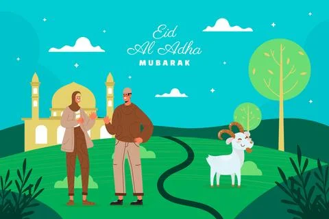 Hand drawn eid al-adha background Stock Illustration