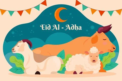Hand drawn eid al-adha background Stock Illustration
