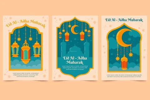 Hand drawn eid al-adha mubarak cards Stock Illustration