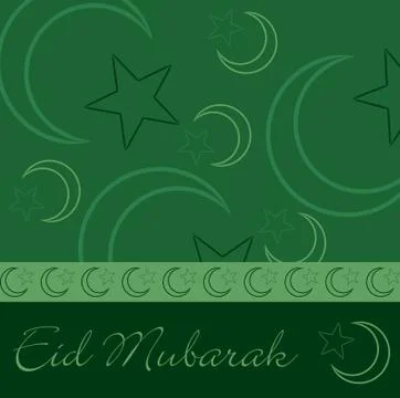 Hand drawn Eid Mubarak (Blessed Eid) greeting card in vector format. Stock Illustration