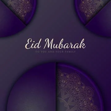 Hand drawn eid mubarak celebratory illustrated with mandala vector template Stock Illustration
