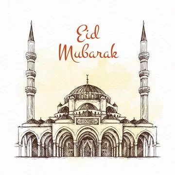 Hand drawn eid mubarak concept Illustrazione stock