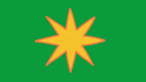 Hand Drawn Eight Point Yellow Star Burst 2D Animation Green Screen Video stock 341798370