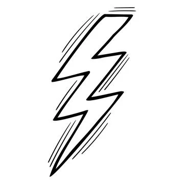 Hand drawn electric lightning. Doodle style element. Sketched design. Thunder Stock Illustration