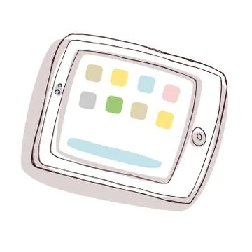 Hand Drawn Electronic Tablet Stock Illustration