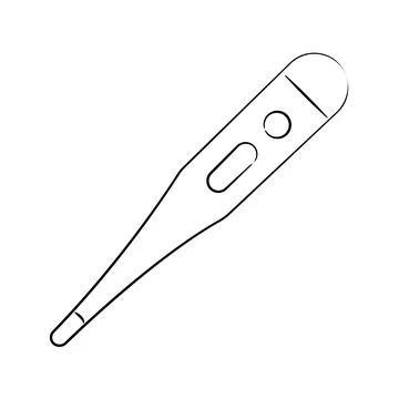 Hand drawn Electronic Thermometer with screen. Pencil drawing temperature Stock Illustration