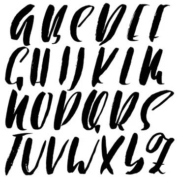 Hand drawn elegant calligraphy font. Modern brush lettering. Grunge style Stock Illustration