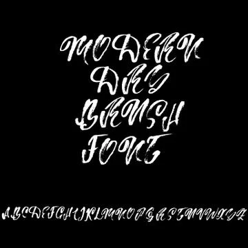 Hand drawn elegant calligraphy font. Modern brush lettering. Grunge style Stock Illustration