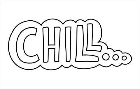 Hand drawn element with Chill lettering. Lettering on 90s or Y2k style on whi Stock Illustration