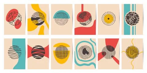 Hand drawn elements creative posters. Ink modern covers or invitation template Stock Illustration