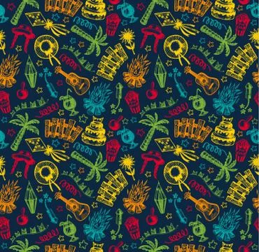 Hand drawn elements of Festa Junina Illustrazione stock