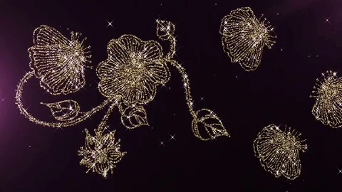 Hand Drawn Elements. Gold Flower With Diamonds. Loop Video stock 83040148