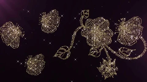 Hand Drawn Elements. Gold Flower With Diamonds. Loop Video stock 83040770