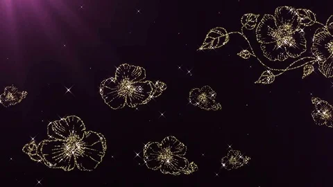 Hand Drawn Elements. Gold Flower With Diamonds. Loop Video stock 83041821