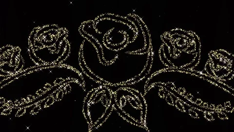 Hand Drawn Elements. Gold Flower With Diamonds. Loop Video stock 83043461