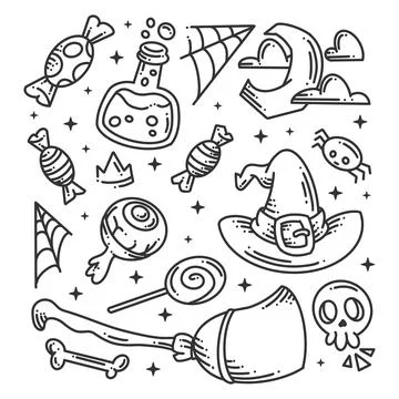 Hand drawn elements for halloween decorations icon Stock Illustration