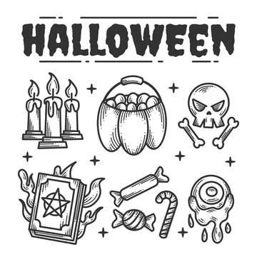 Hand drawn elements for halloween decorations Stock-Illustration