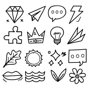 Hand-drawn elements style for conceptual designs. Scribble vector illustration. Illustrazione stock